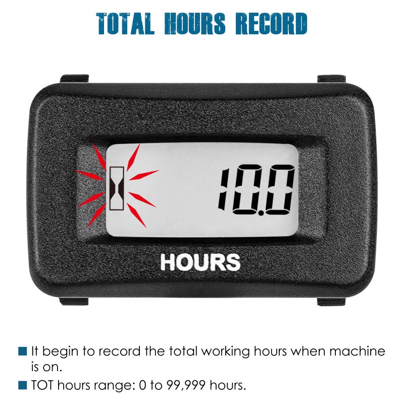 Runleader Digital Maintenance Hour Meter,AC/DC 5V to 277V for Garden Tractor Generator Scooter Club Car Forklift Leaf Trimmer etc.(1) - Image 2